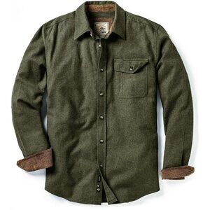 Men Solid Hunter Green Cotton Flannel Long Sleeve Casual Button Up Plaid Shirt